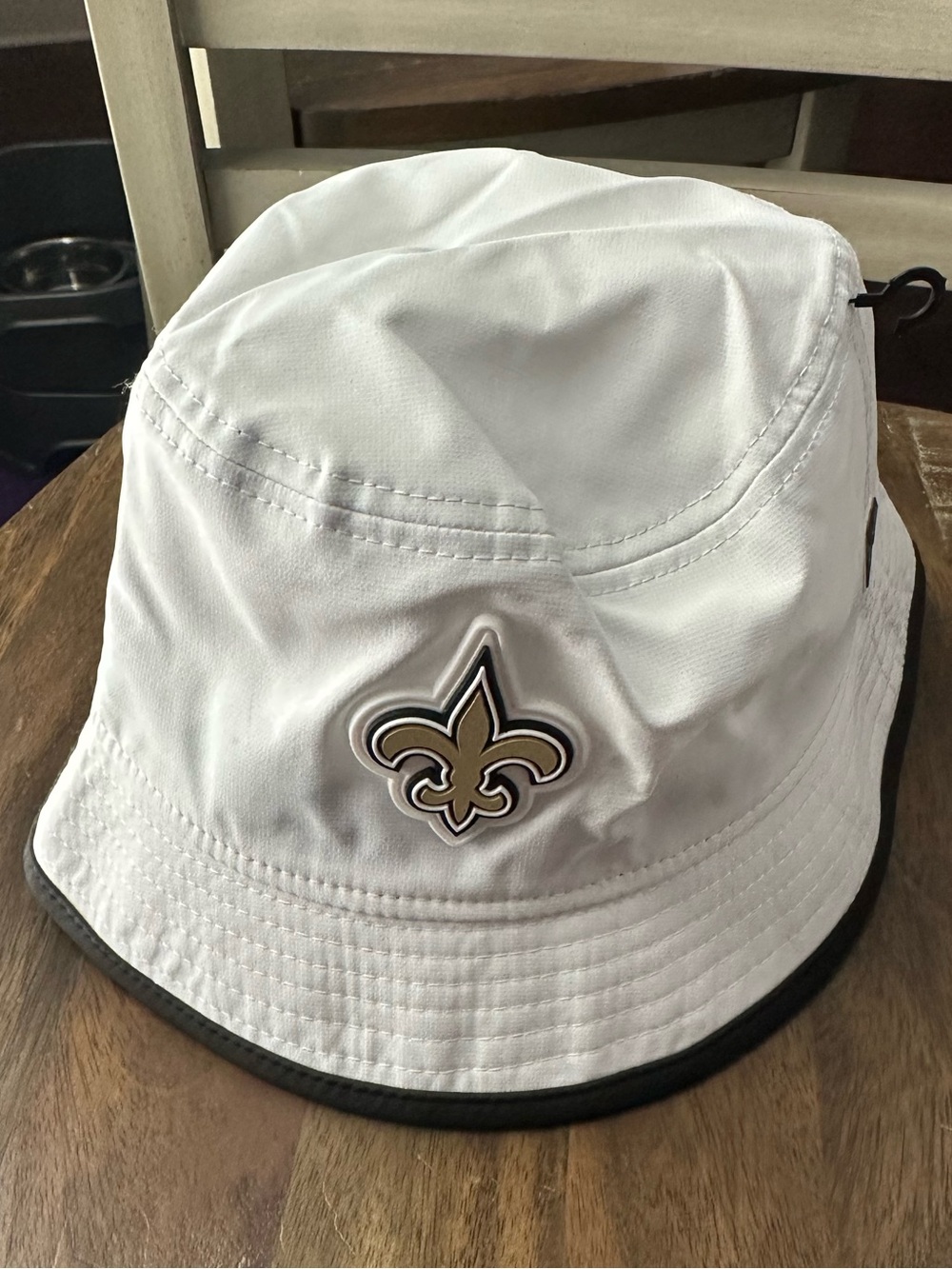 NFL White Kids Bucket Hat with Gold & Black Fleur-de-Lis Patch